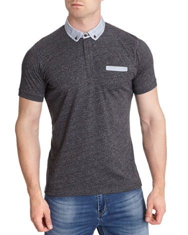 Centered Woven Collar Polo